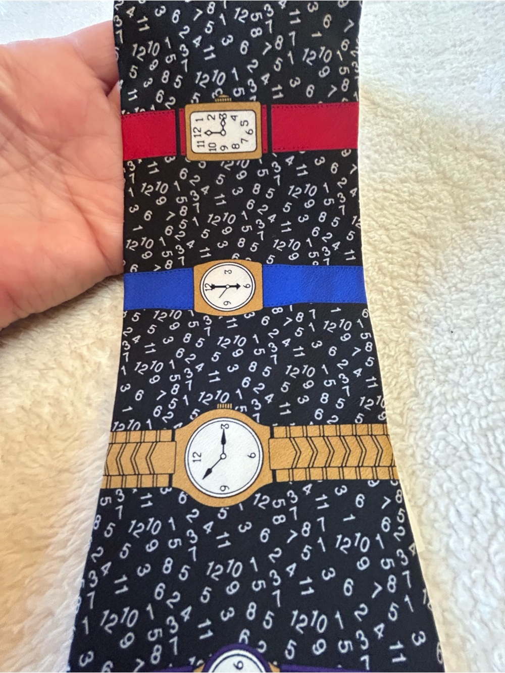 🎁3 for $30 - Classic Black Clock & Numbers Necktie